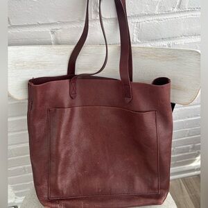 Madewell Burgundy/Brown Leather Tote Bag